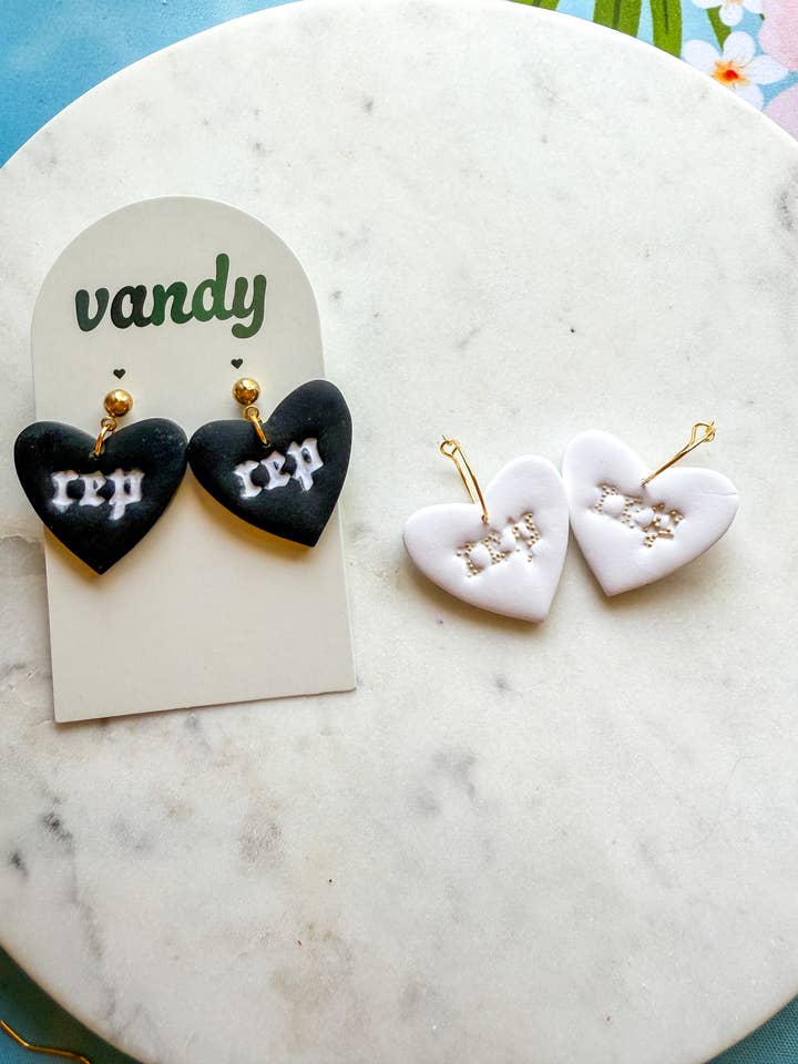 Reputation Heart Earrings | Reputation Taylor Swift for wholesale by Vandy Visuals Shop