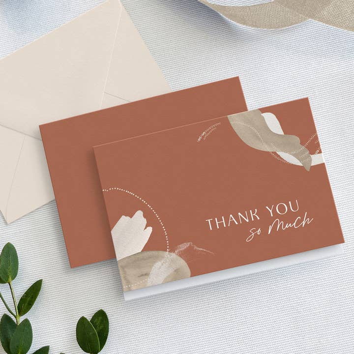 Thank you Terracotta Mini Cards (Box of 6) for wholesale by Crafty Paper Co.