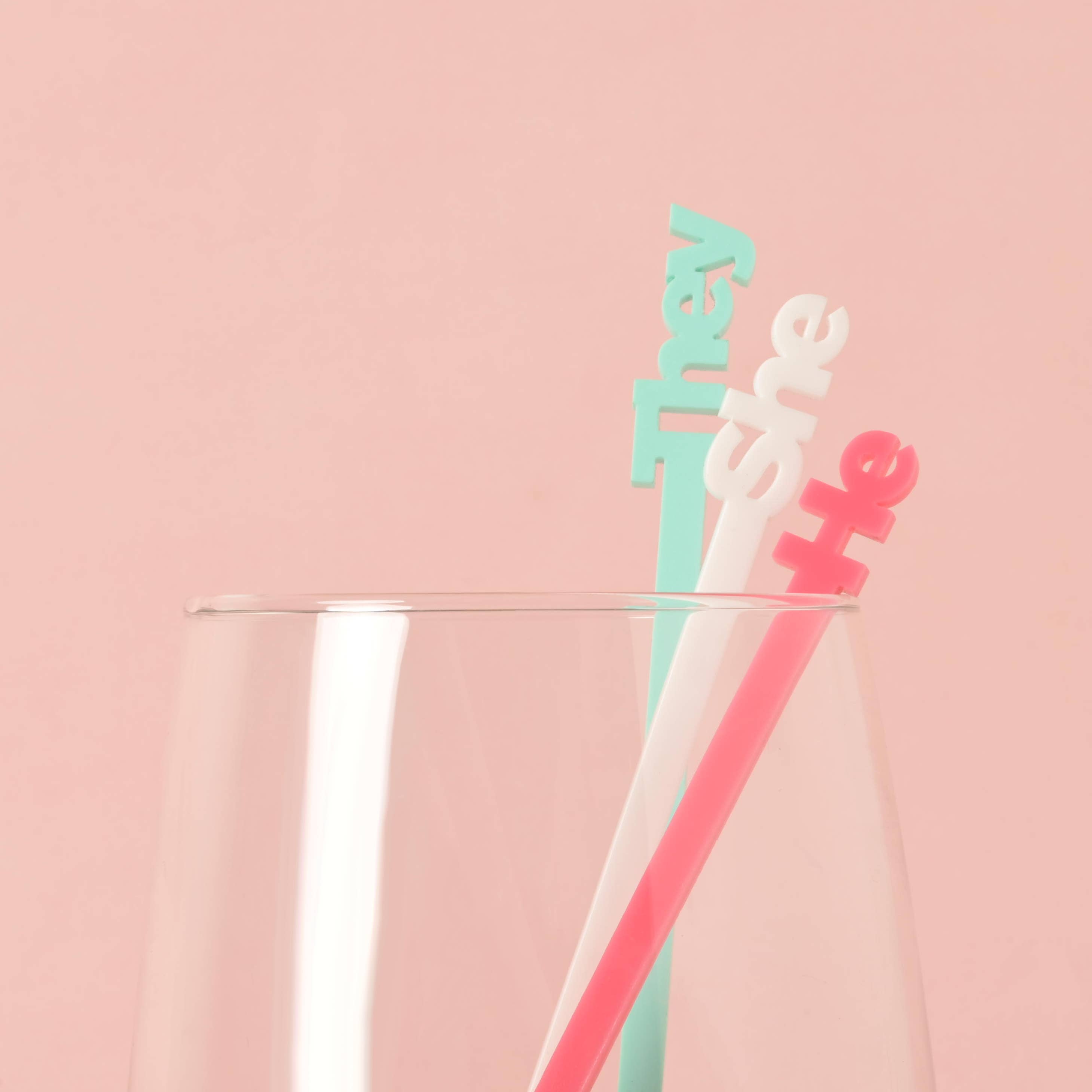 Em And Me Studio - Wholesale Drink Stirrer - Normalizing Pronouns Stir Sticks, He, She, They5