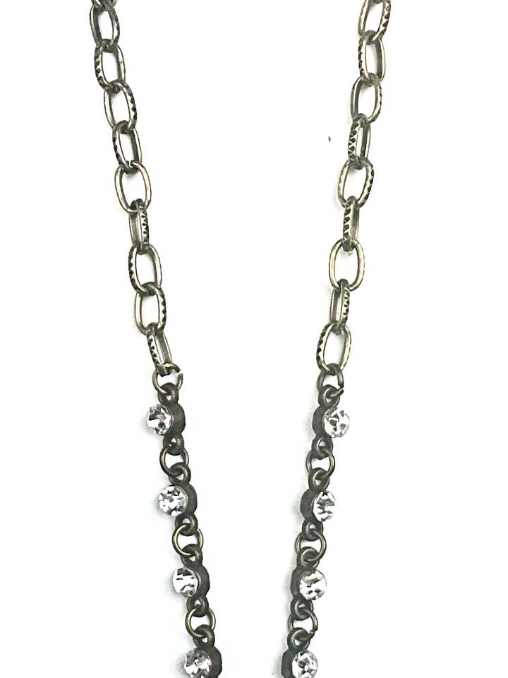 XNB157 NK-Short Crystal/Chain Link w/Filigree Tear Drop for wholesale by Lost & Found Trading