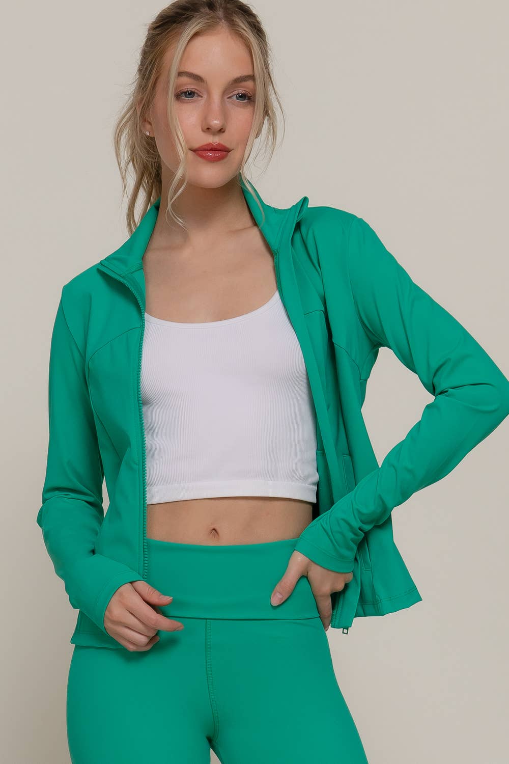 Active Basic | Active USA - Wholesale Athletic Jacket - Women's - Long Sleeve Mock Neck Seam Detail Workout Jacket49