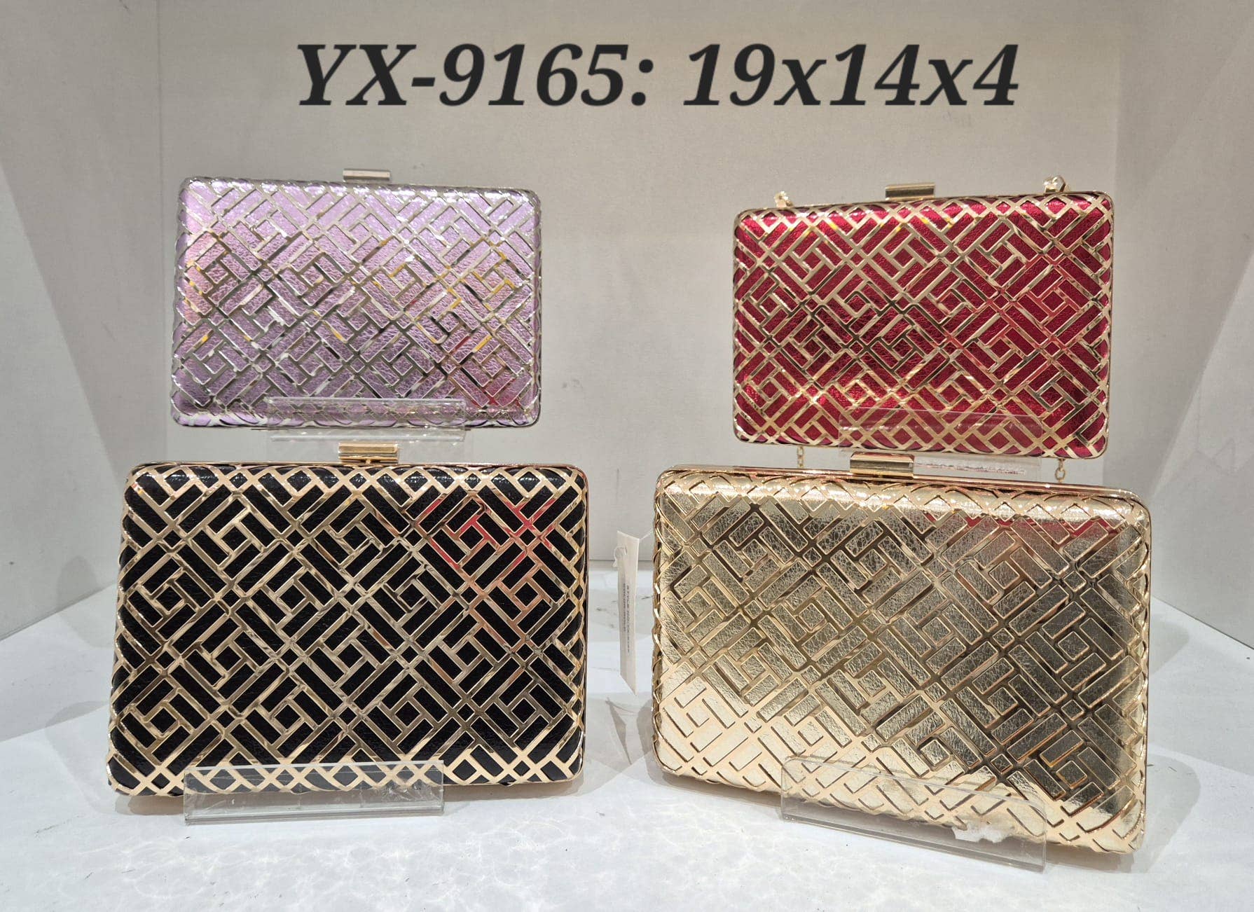MIA LAROUGE - Wholesale Clutch Bag - Women's - PARTY BAGS, LATTICE, METALLIC COLORS.