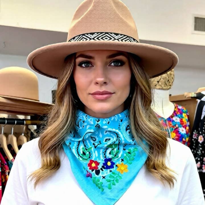 The Funky Soul - Wholesale Bandana - Women's - Floral Embroidered Bandana0