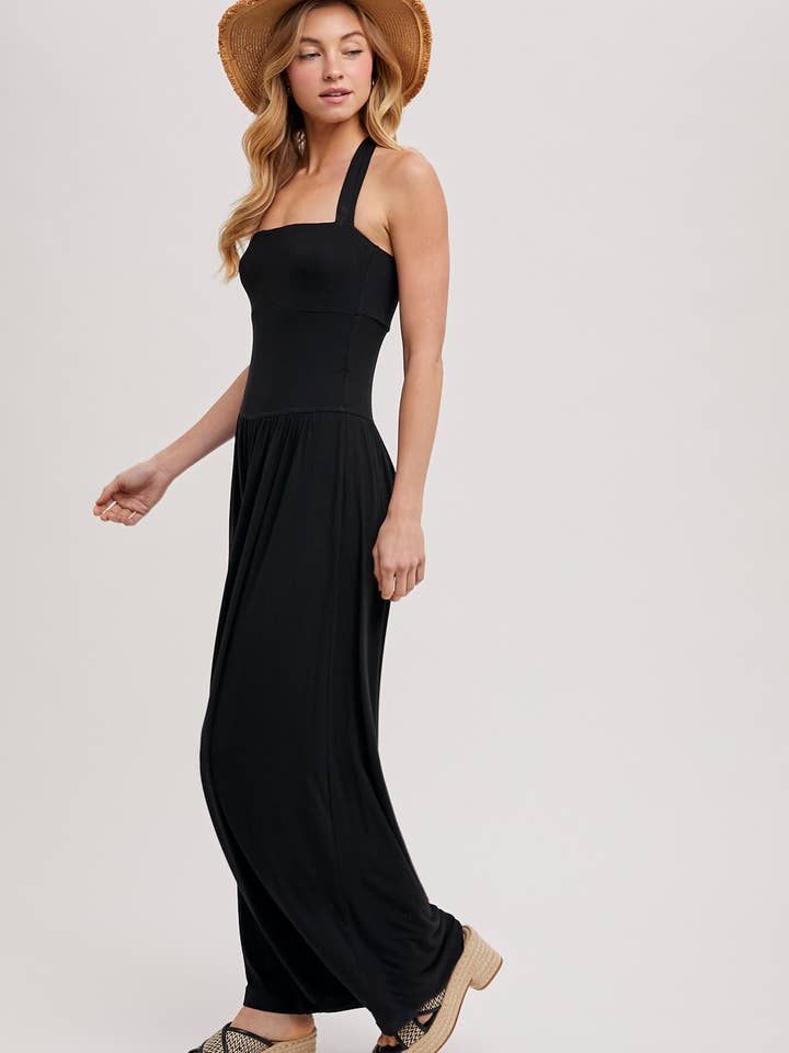 Bluivy – wholesale Jumpsuit – Women's – HALTER TIE-BACK CLOSURE SQUARE NECK WIDE LEG JUMPSUIT4