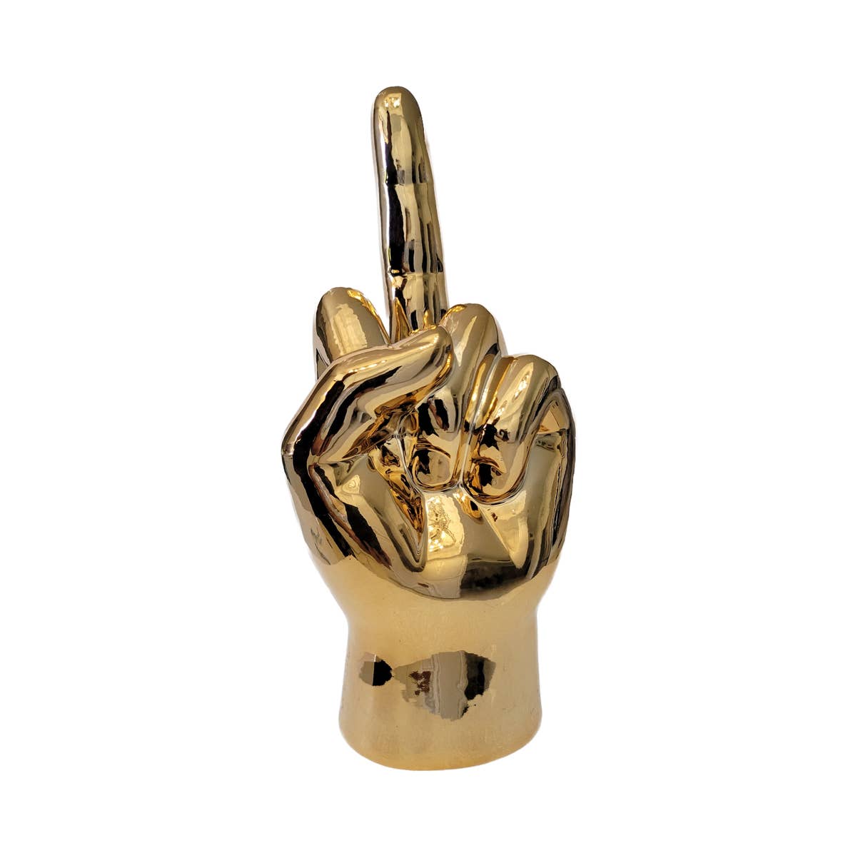 Dark Gold Middle Finger Tabletop Sculpture - 9" tall for wholesale by Interior Illusions Plus