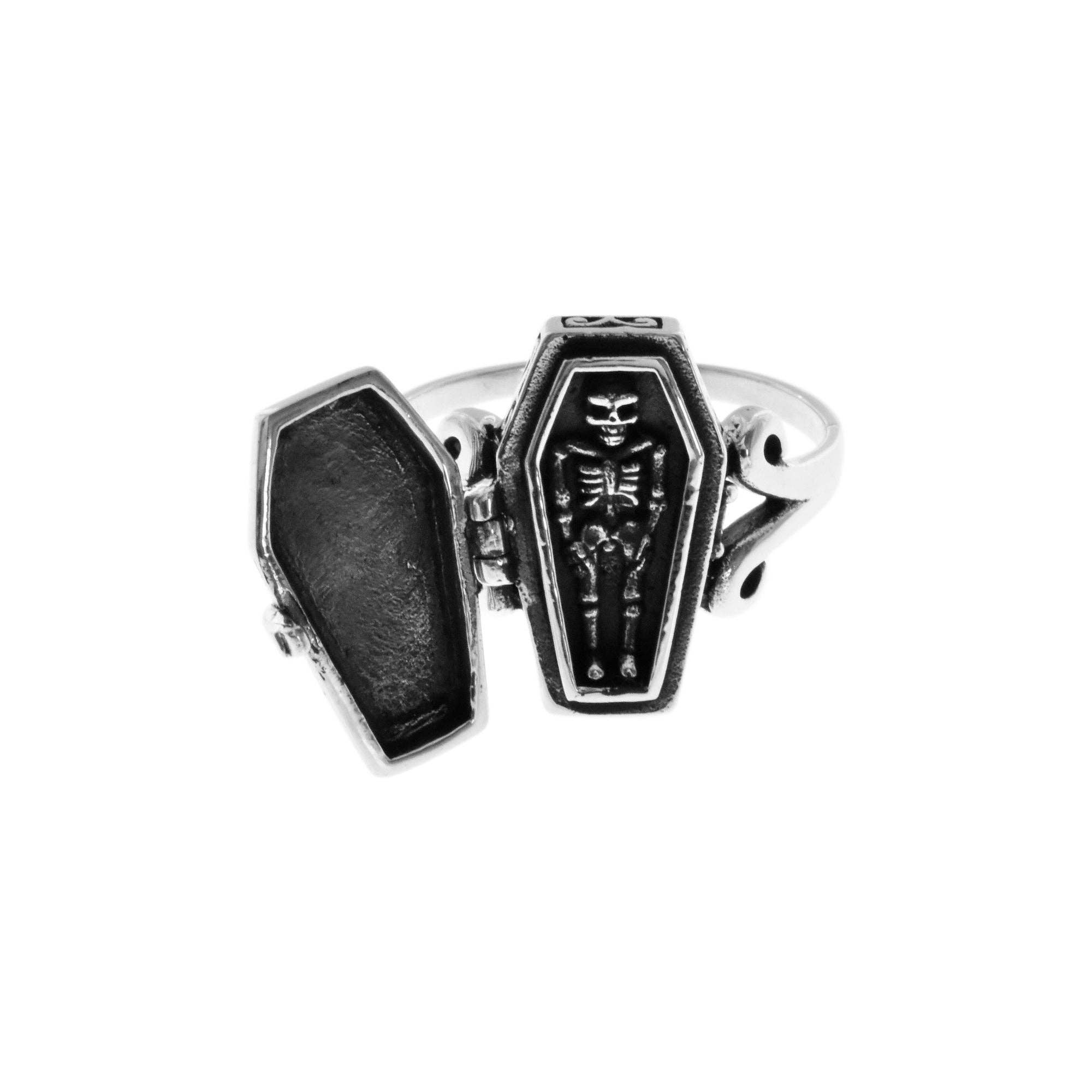 Kali Ma Designs - Sterling Silver Jewellery – wholesale Cocktail/statement ring – Harley coffin ring (XL sizes)2