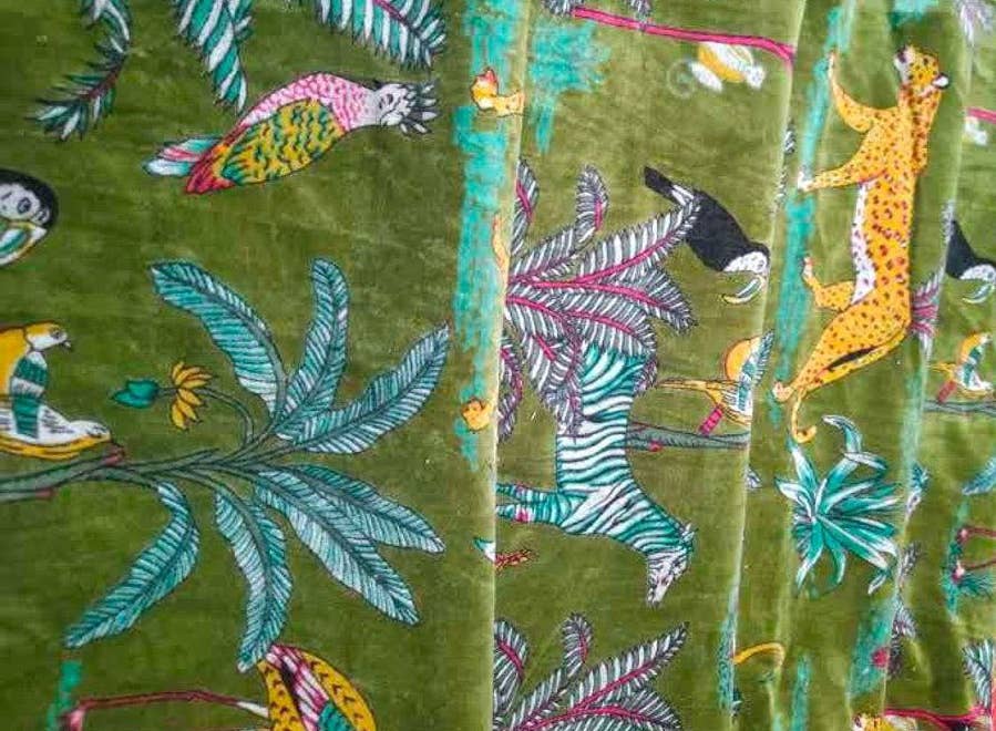 bhavnas boutique – wholesale Fabric paint – Gorgeous Velvet Fabric Indian Zebra Animal  Printed Fabric 2