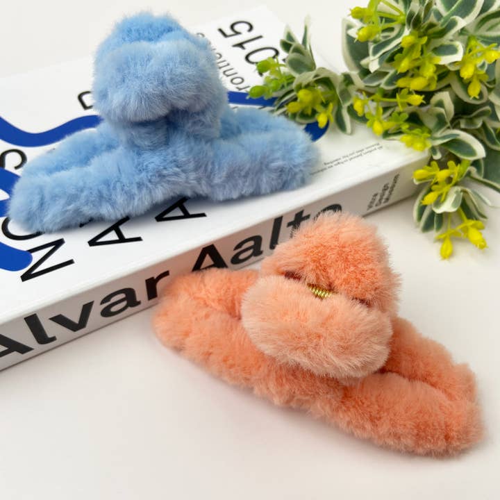 TheDivaSoap – Großhandel Haarclip – Damen – Einfarbige Haarspange aus Plüsch Herbst-Winter15