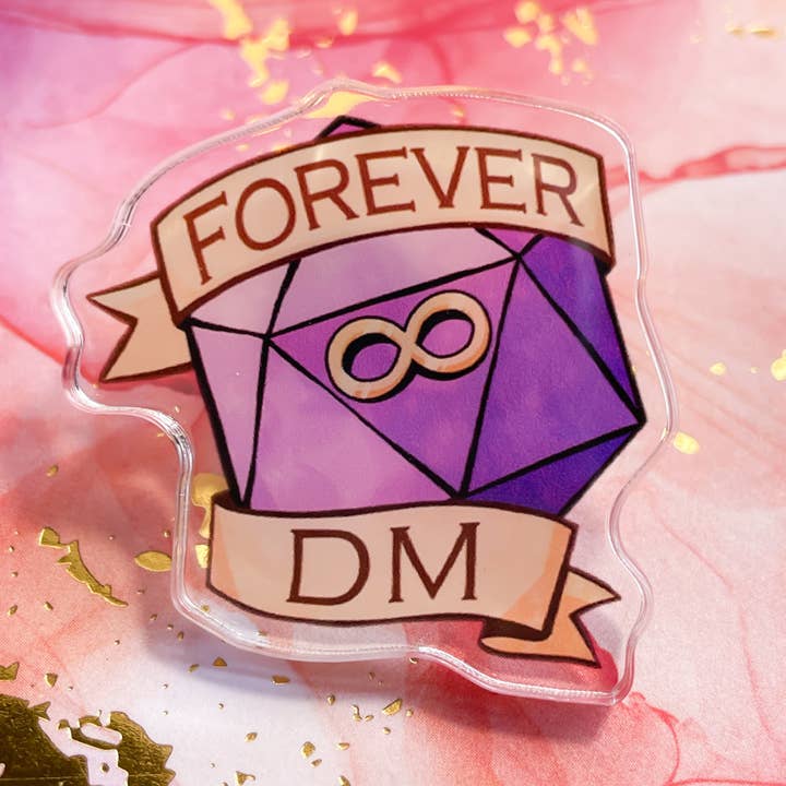 Forever DM 1.5" Acrylic Pin for wholesale by TheStarfishface