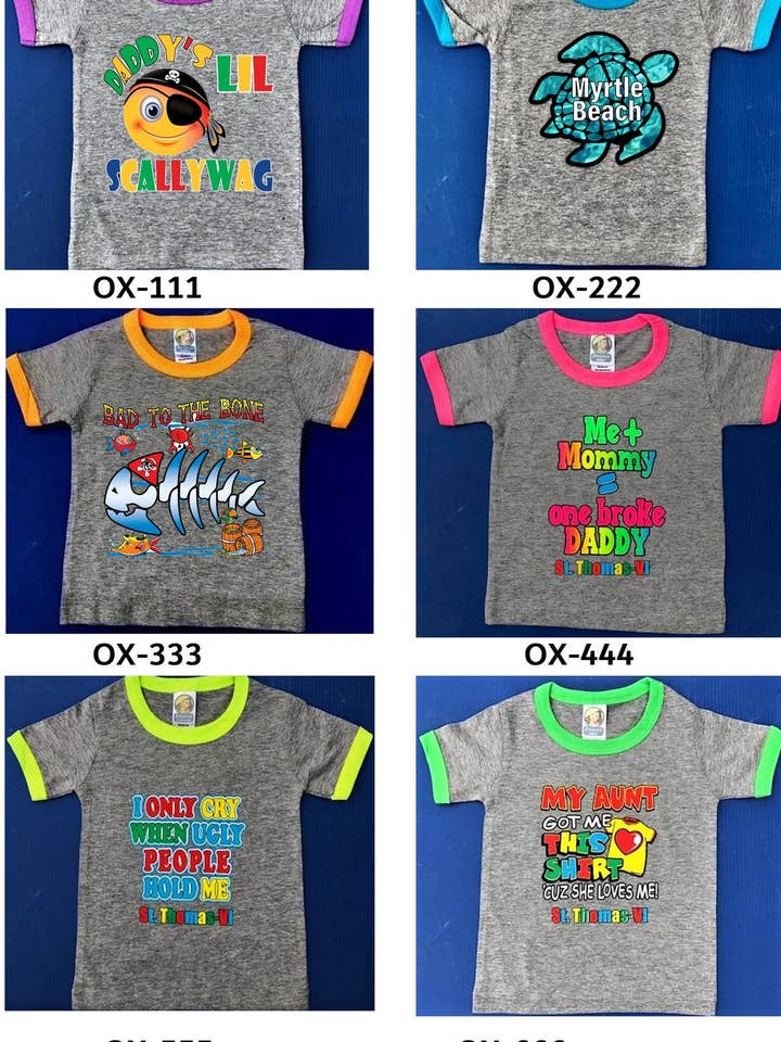 T-shirt pour enfants H.gris +Contraste Néon Binding pour la vente par Jasper Fashion