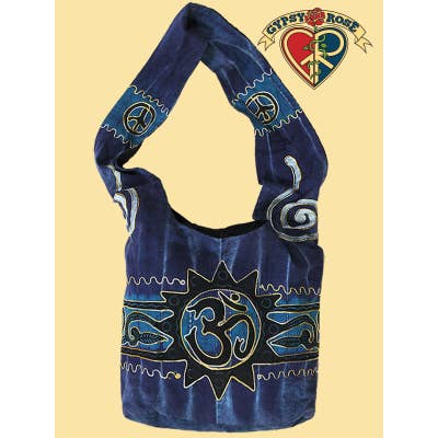 GOOD VIBES PRINTED & EMBROIDERED COTTON SHOULDER BAG for wholesale by Gypsy Rose