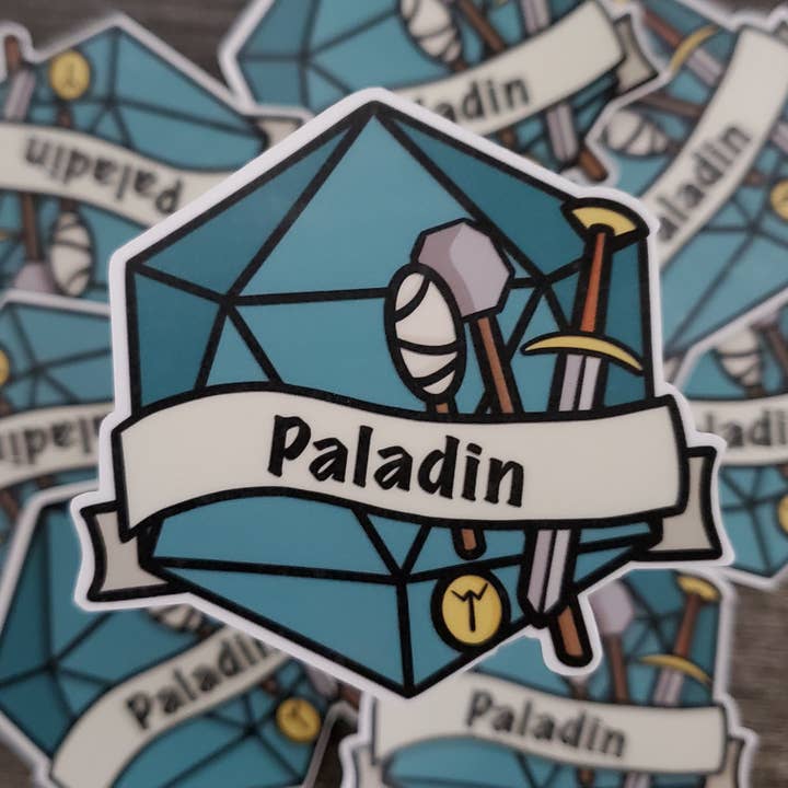 Paladin l Tabletop RPG Single Die Cut Sticker for wholesale by MaeFlower Sticker Co
