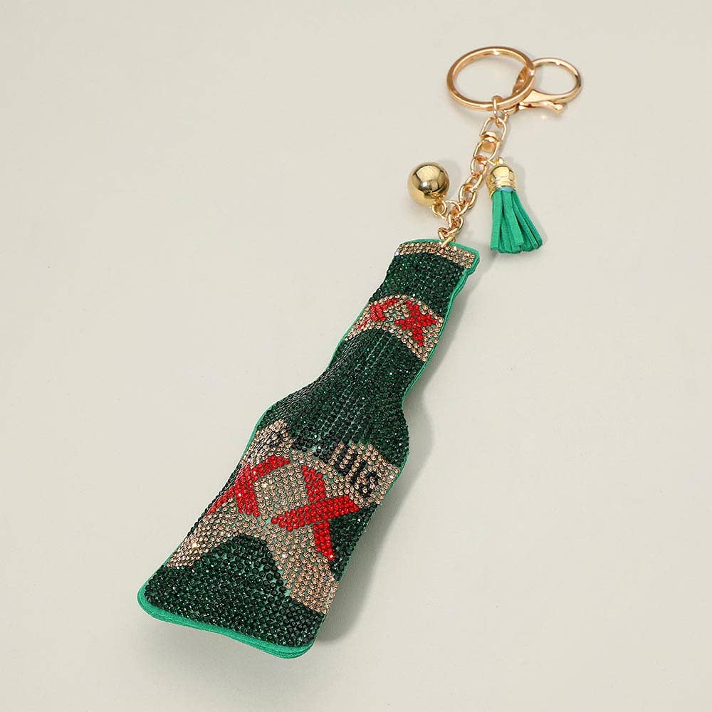 Sensibling Corp. - Wholesale Keychain - Women's - Bling Studded Beer Bottle Tassel Keychain Bag Charm0