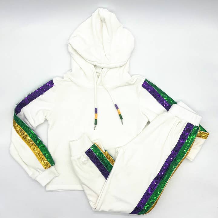 Ensemble de jogging en velours à sequins sur le côté pour la vente par Blended Spirit Children’s Clothing