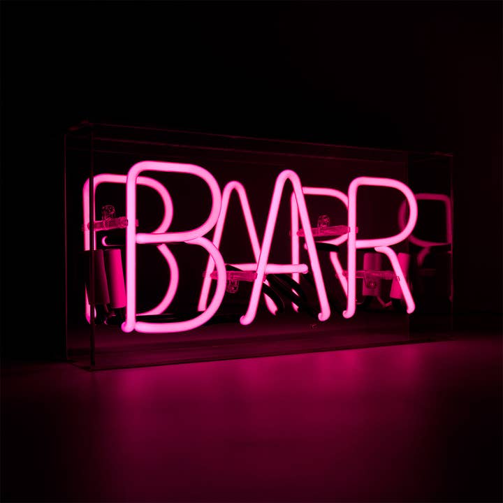 'Bar' Glass Neon Sign - PINK for wholesale by Locomocean