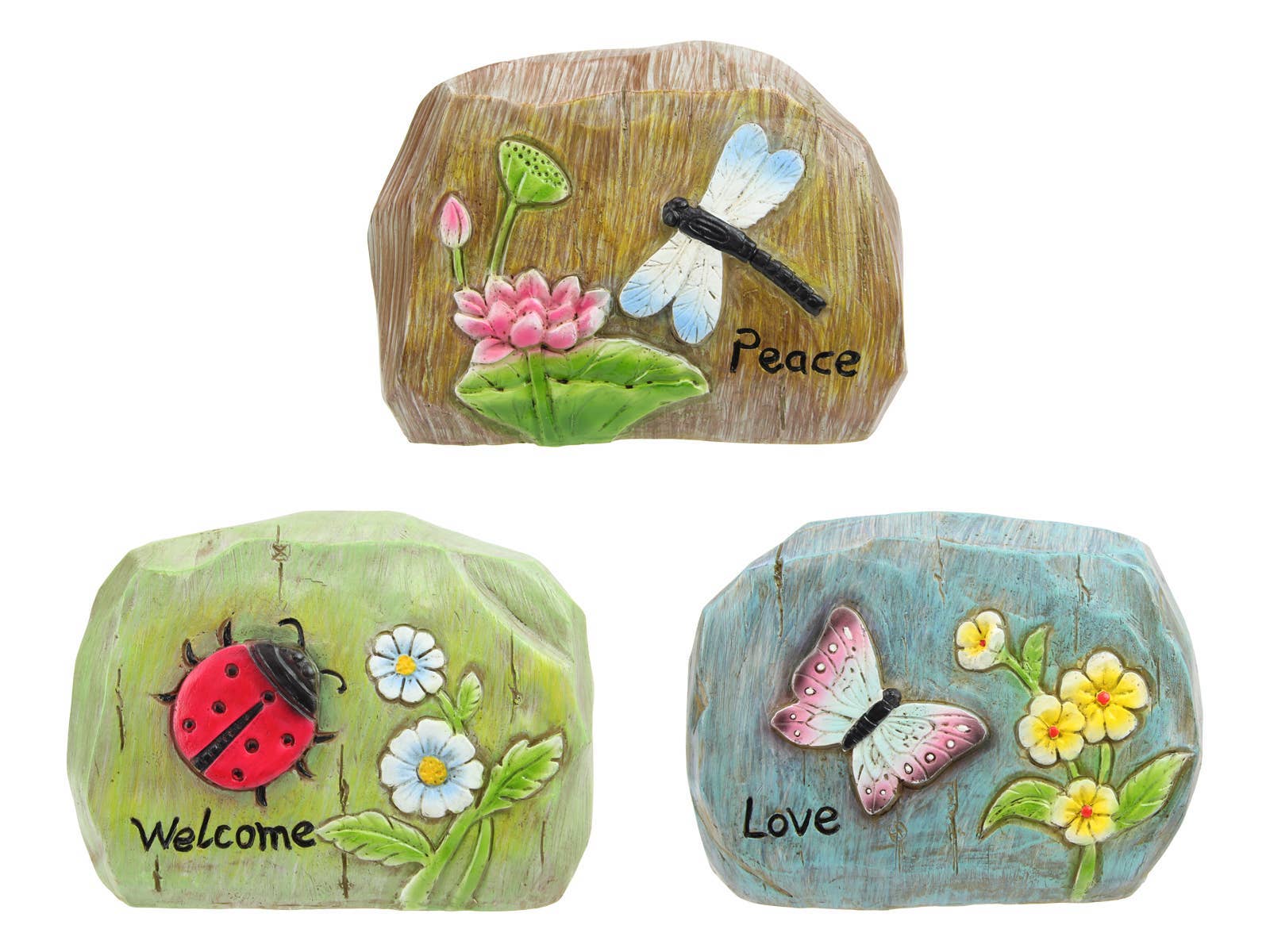 Cubby House by Malmar - Wholesale Outdoor Ornament/Decor - 15cm Inspirational Garden Rock 3 Asstd0