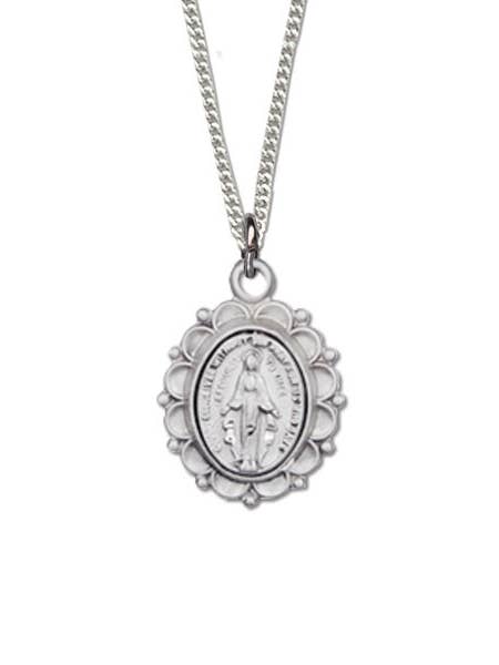 Sterling Silver Decorative Border Oval Miraculous Meda for wholesale by H.J. SHERMAN COMPANY, INC.