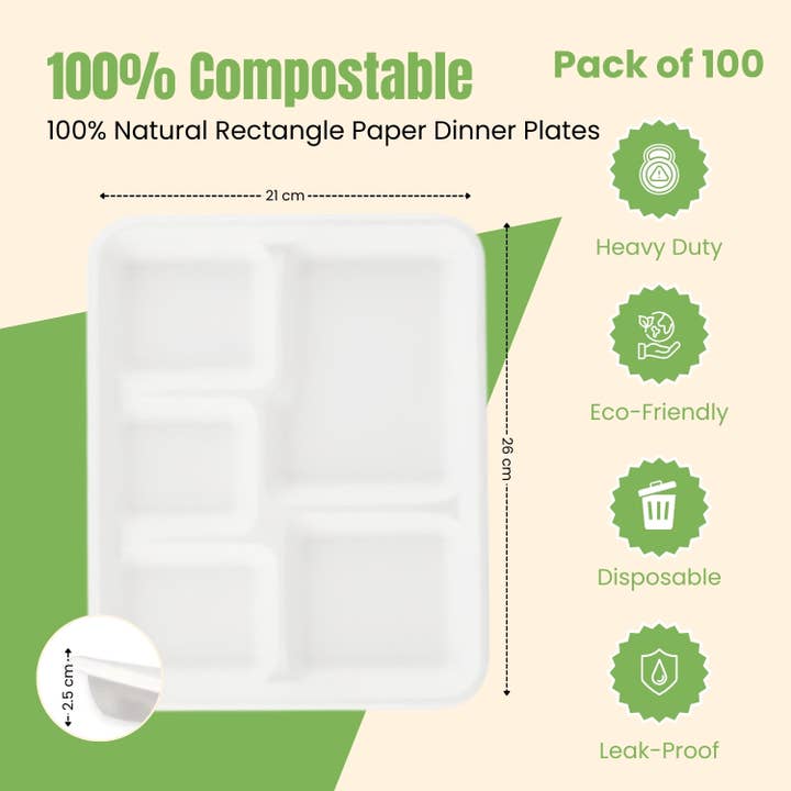 100 Pk Plates Sugarcane Bagasse Eco Biodegradable Party BBQ for wholesale by Home Shopa