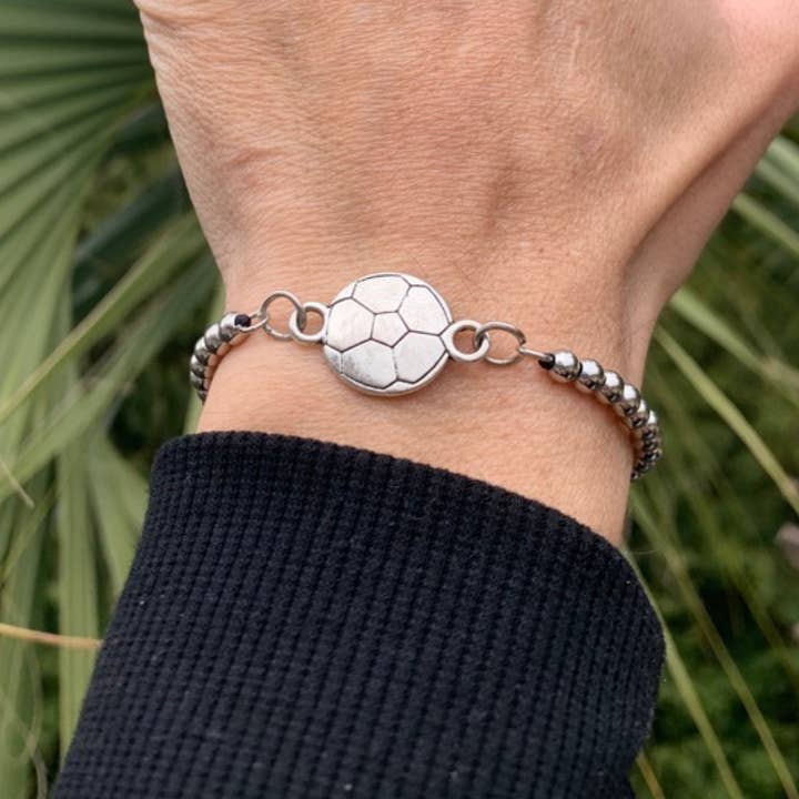 Sportybella - Wholesale Charm/dangle bracelet - Soccer Beaded Charm Adjustable Bracelet2