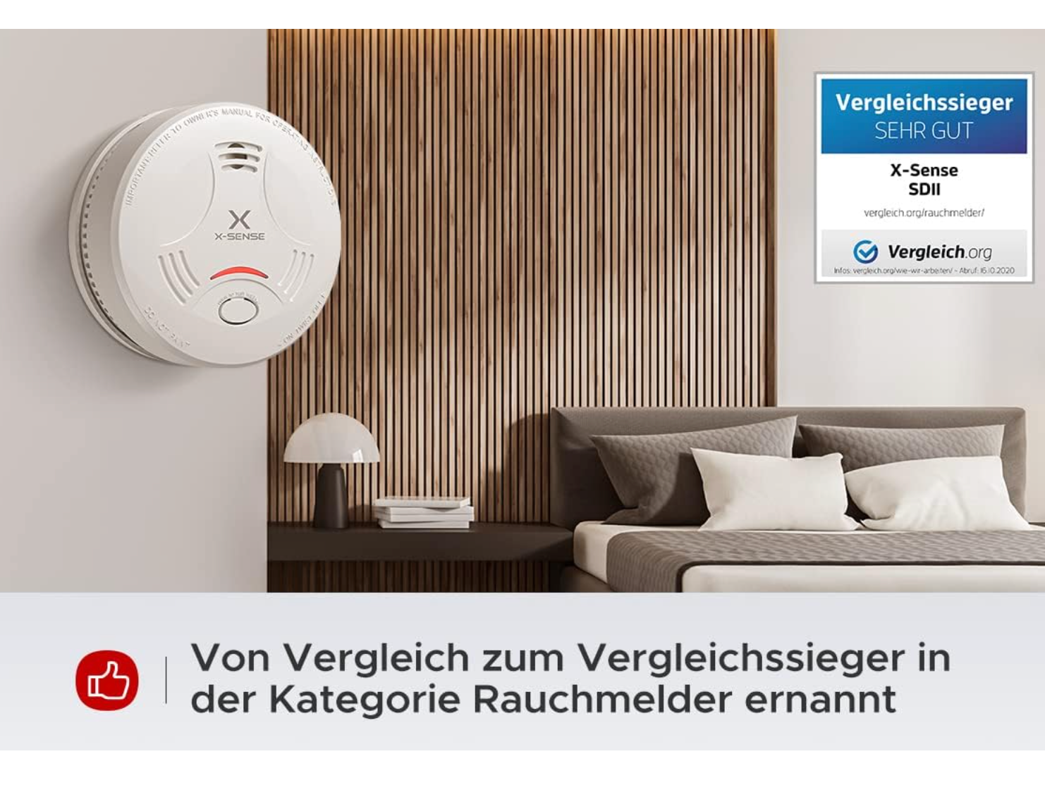 GS Brandschutz - Vendita all'ingrosso  - Rilevatore di fumo X-Sense SD11 con batteria da 10 anni, allarme antincendio TÜV certificato, funzione silenziosa e autotest1