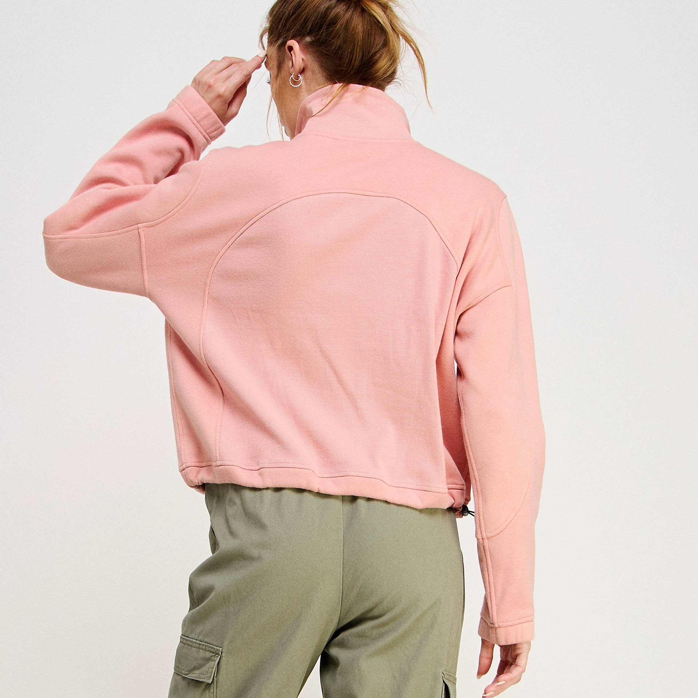 FREEZIA - Wholesale Sweatshirt - Women's - FRENCH TERRY NECK HALF ZIP SWEATSHIRT PULLOVER-FZ00128