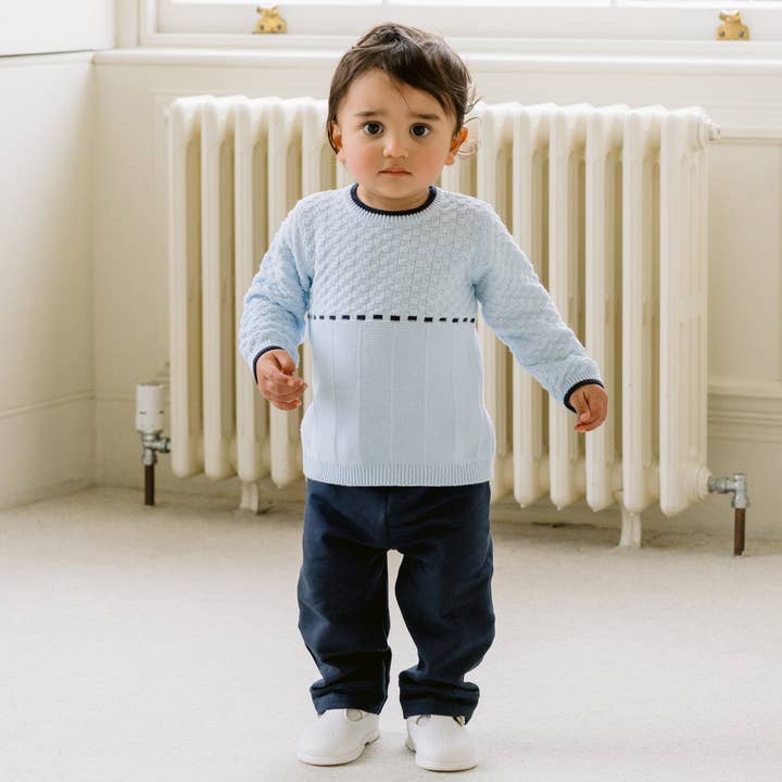 Heston Smart Blue and Navy Boys Outfit for wholesale by Emile Et Rose