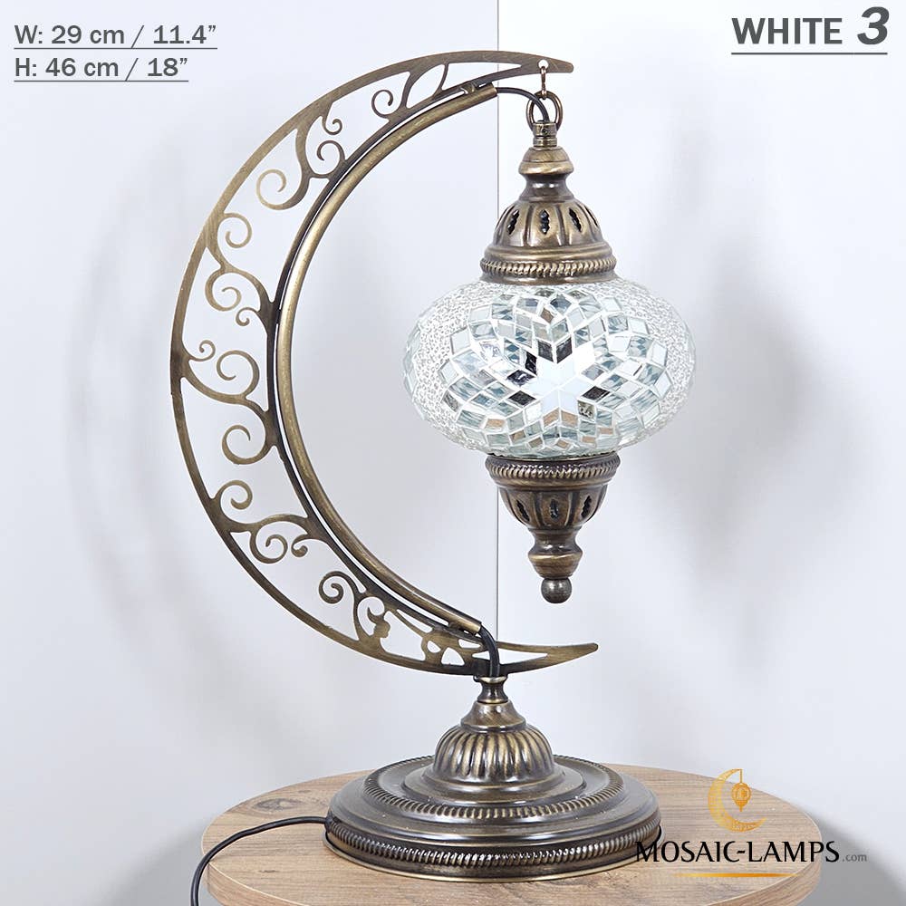 Mosaic Lamps - Wholesale Accent/Desk Lamp - 10+ Colors - Moroccan Moon Table Lamp, Arc, Murano Crescent82