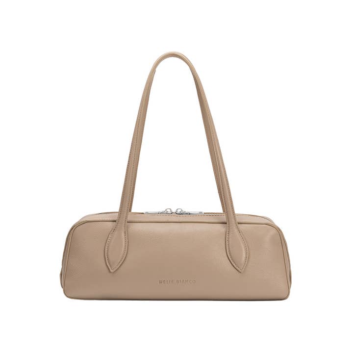 Melie Bianco - Wholesale Shoulder Bag - Women's - Serafina Beige Recycled Vegan Shoulder Bag