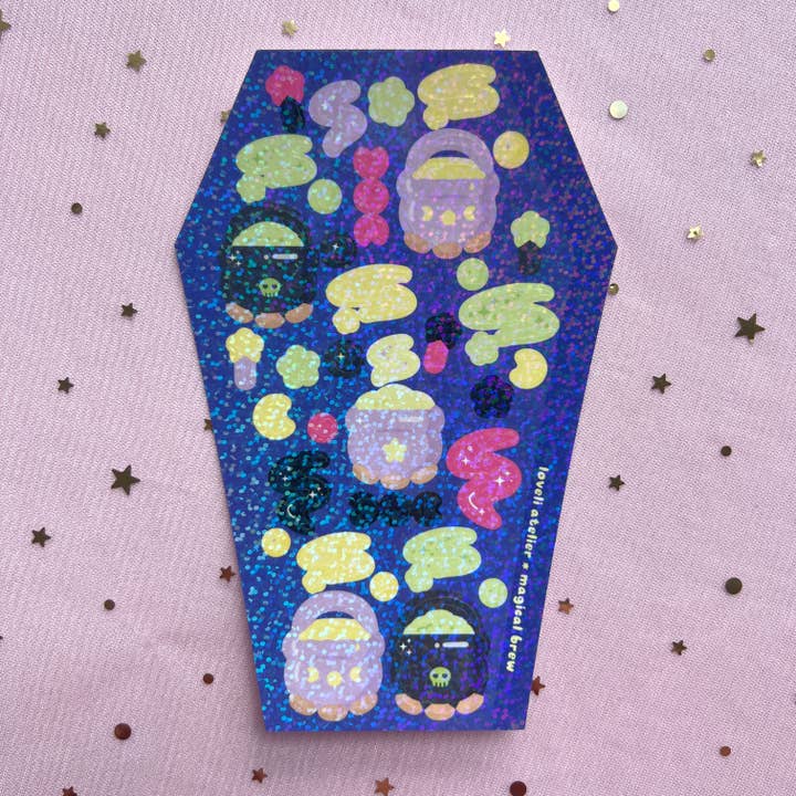 Magical Brew Holographic Sticker Sheet | Halloween for wholesale by Loveli Atelier