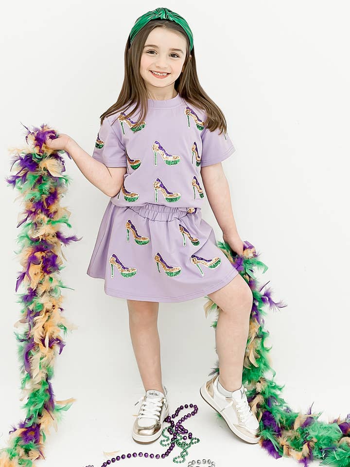 Sequin Heels Kid Skort for wholesale by Belle Cher