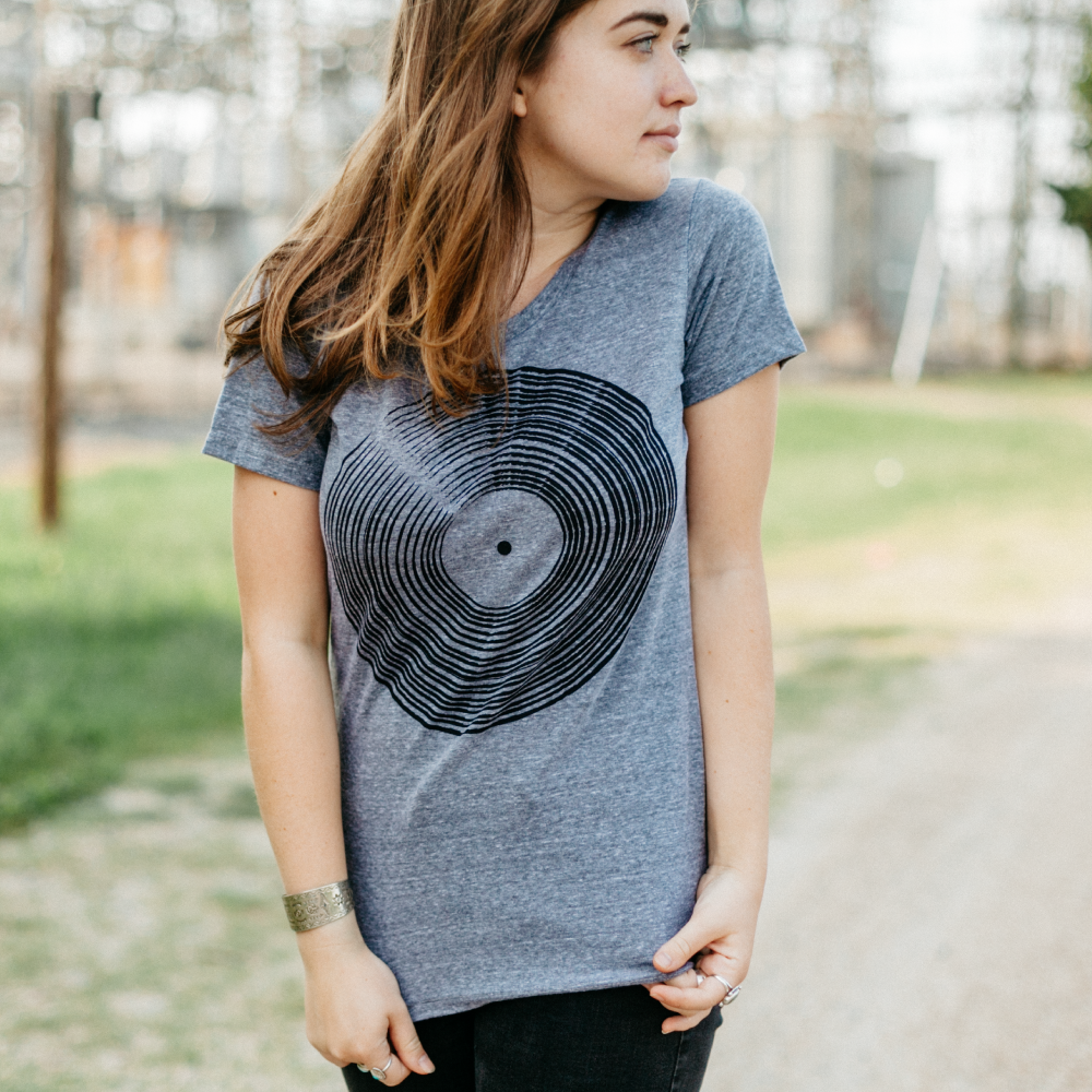 Blackbird Supply Co. - Wholesale Screen Printed T-Shirt - Men's - Vinyl Record LP Men's DJ Tee Shirt Gray Made in USA1