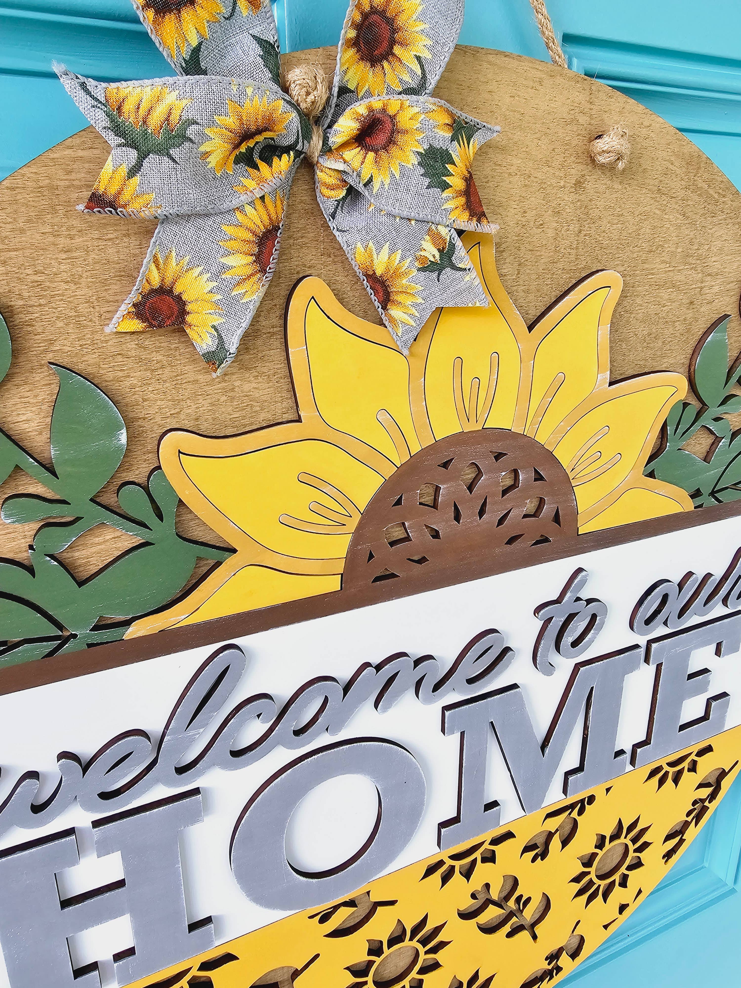 Teal Moon Creations - Wholesale DIY Craft Kit - DIY Welcome to Our Home Sunflower Door Hanger2