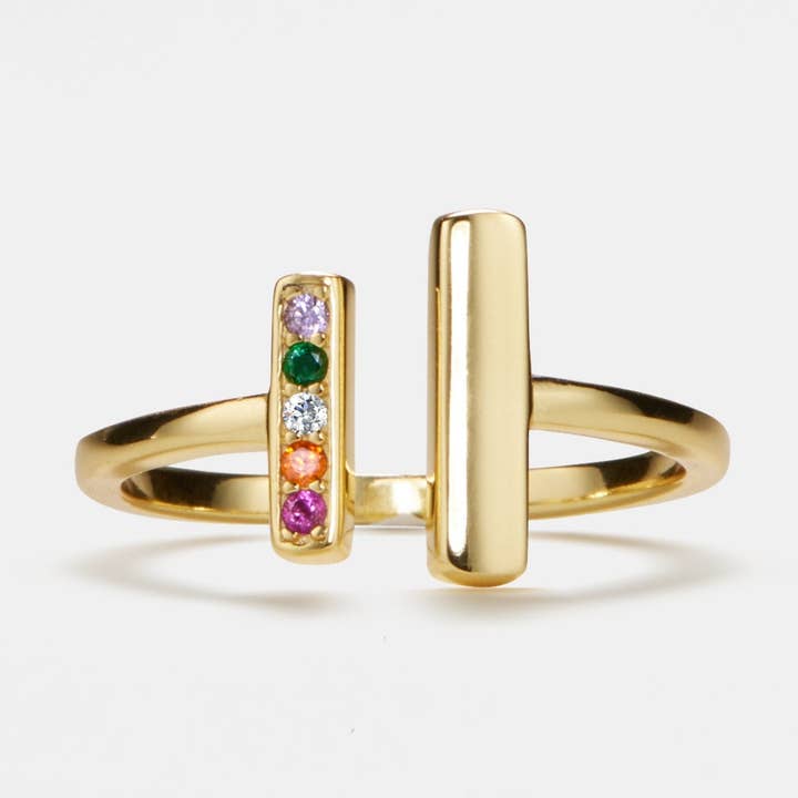 Dainty Rainbow Gem Stone Wire Ring in 925 Sterling Silver for wholesale by Perimade & Co. LLC