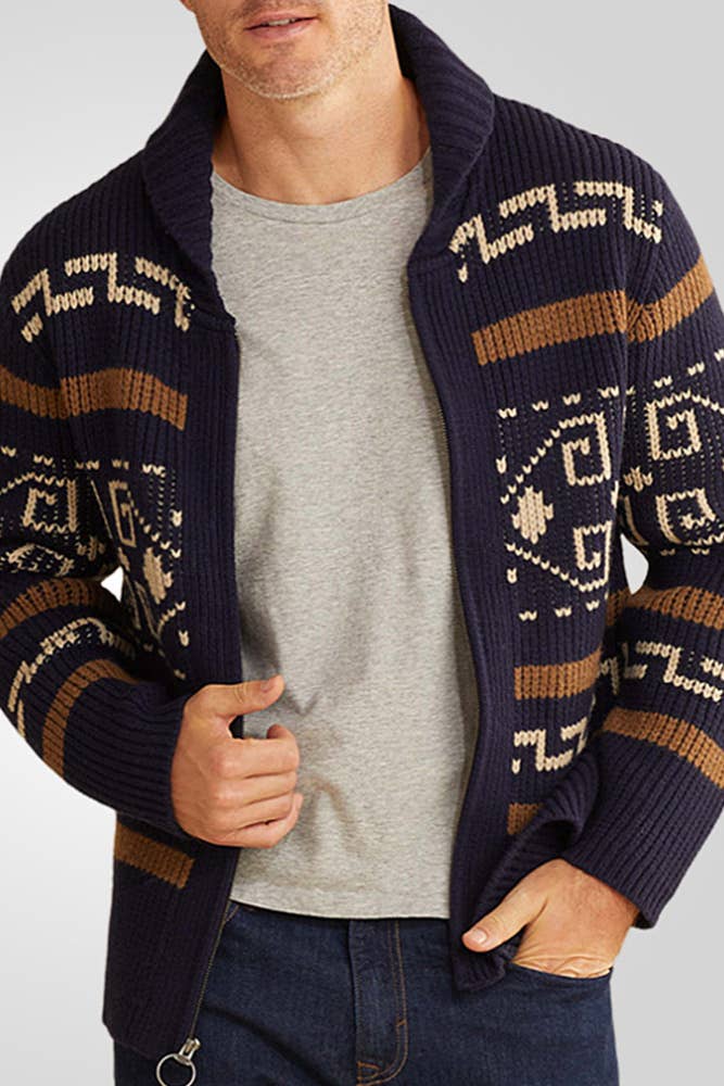 UNISHE – wholesale Cardigan – Men's – Men's Jacquard Knitting Cardigan ZK22407