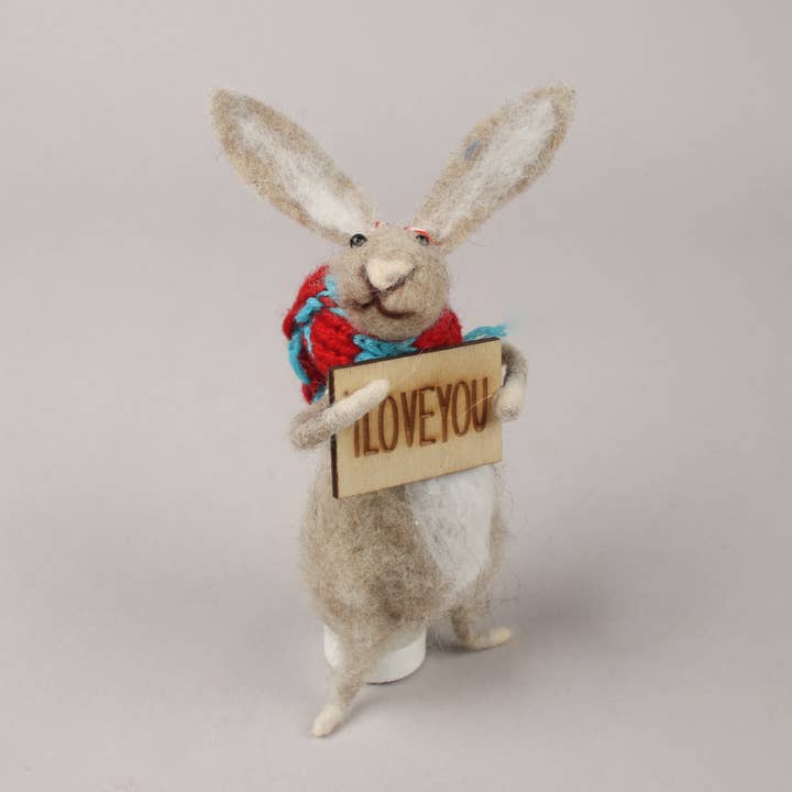 Originals International Ltd – wholesale Christmas decoration – Felt Hare With Sign and Scarf