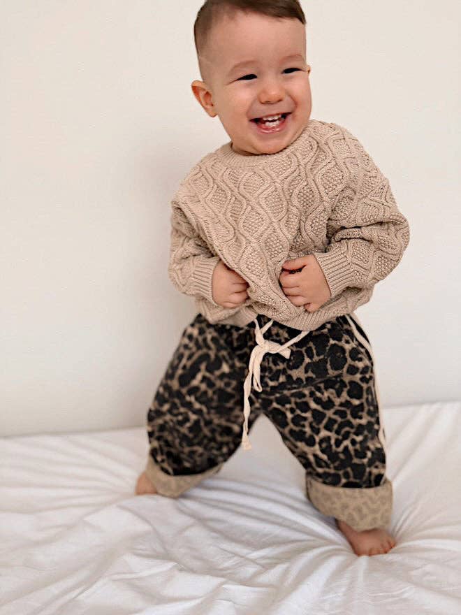 FRECKLES the label - Wholesale Pants - Kids - Little Cub Denim Track Pants | Leopard Racer2