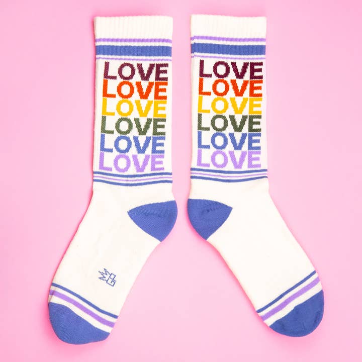 Gumball Poodle - Wholesale Socks - Unisex - Love - Vintage Rainbow Gym Crew Socks