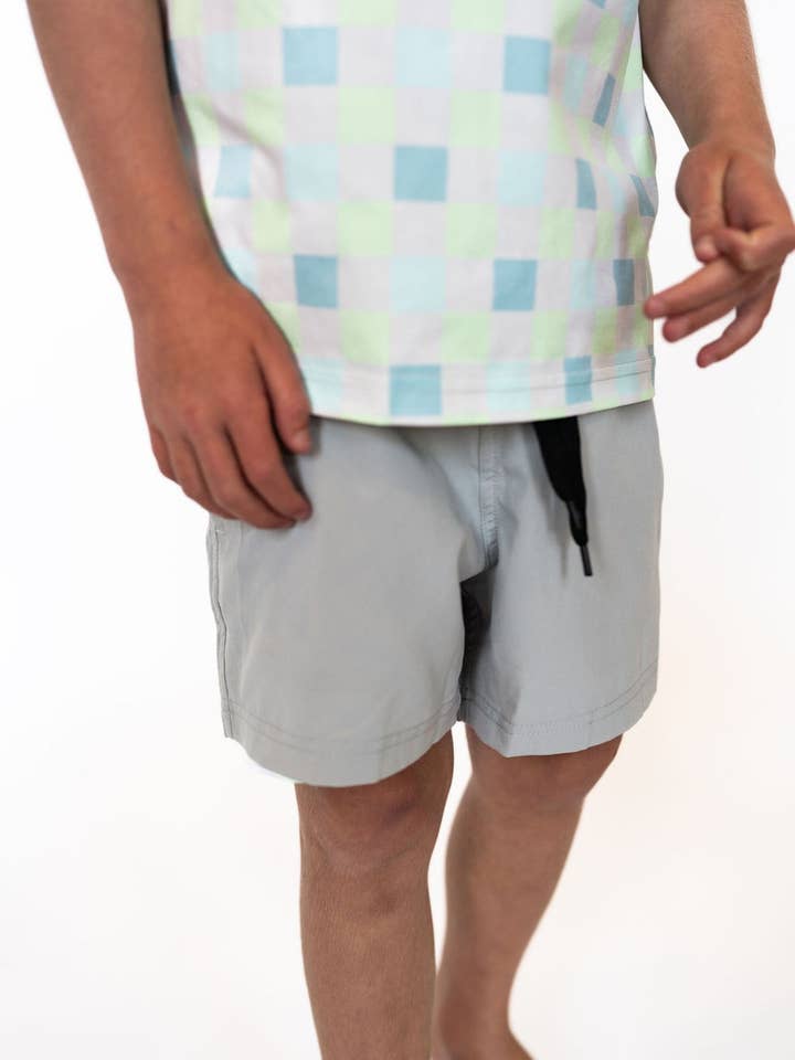 Boy's Double Layered Checkered Shorts for wholesale by Teigan & Co