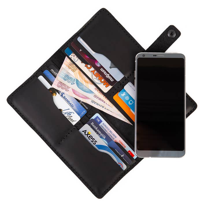 GERZONE - Wholesale Phone Wallet - Unisex - GERZONE HANDMADE PHONE WALLET BLACK GCH-016