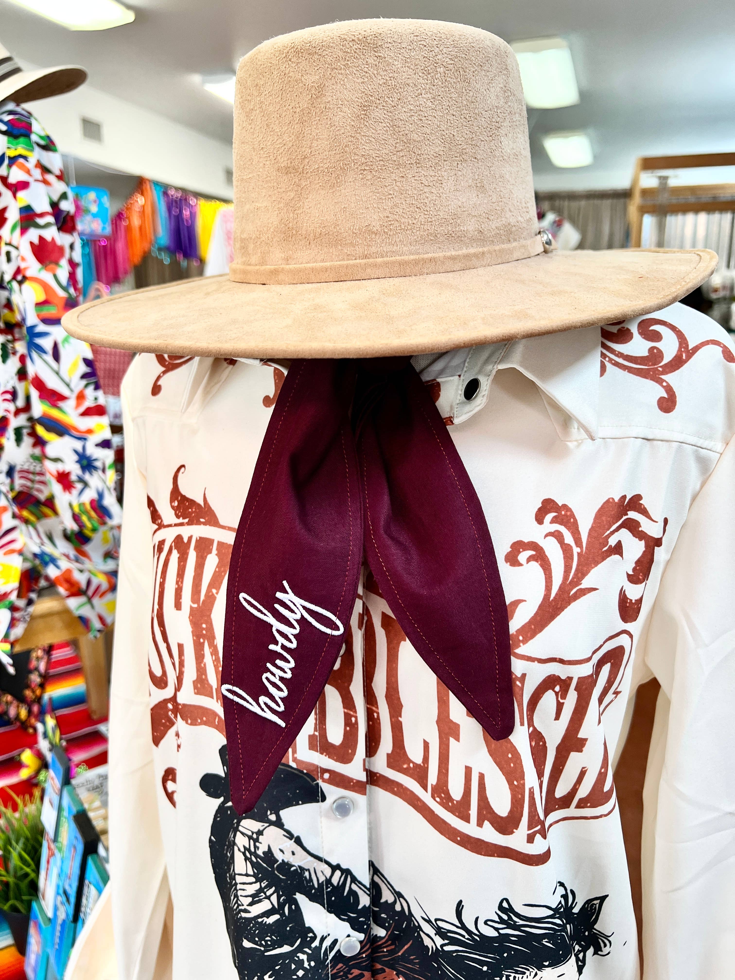 The Funky Soul - Wholesale Scarf - Women's - Howdy Embroidered Ascot Scarf, Gifts5