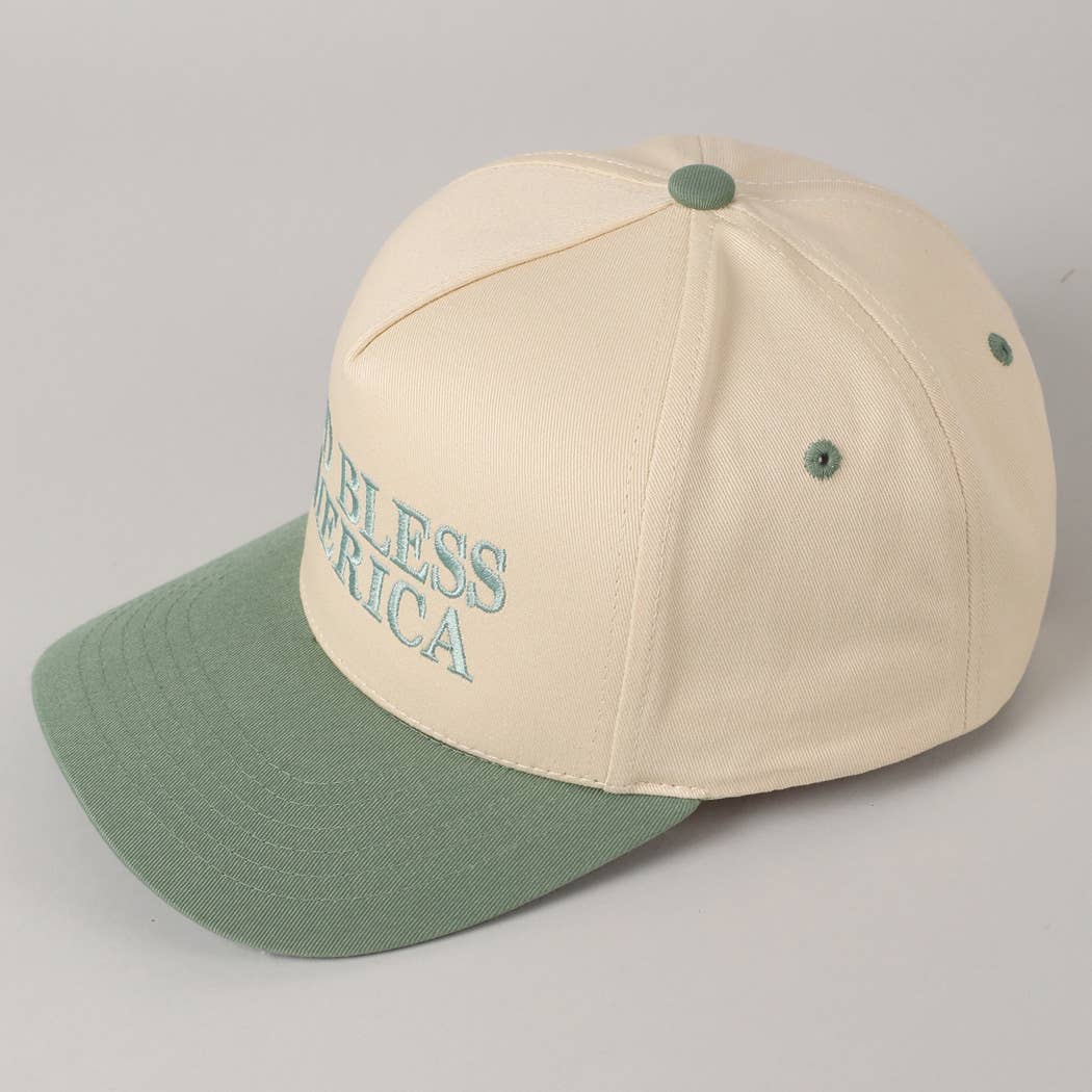Fashion City - Wholesale Baseball Cap - Unisex - God Bless America Embroidered Two-Tone Canvas Cap27