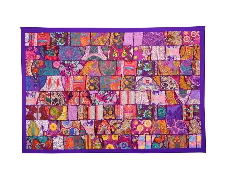 GYPSY STUDIO – Engroshandel Gardin – Lilla vægtæppe indisk patchwork vægophæng vintage7