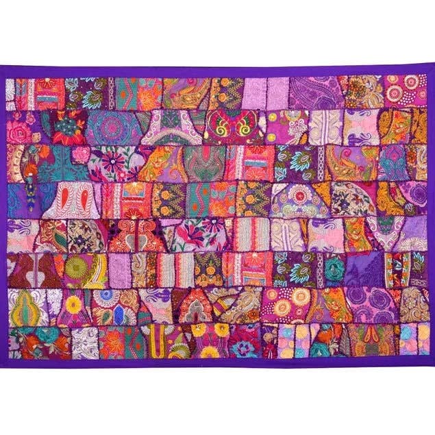 GYPSY STUDIO – Engroshandel Gardin – Lilla vægtæppe indisk patchwork vægophæng vintage7