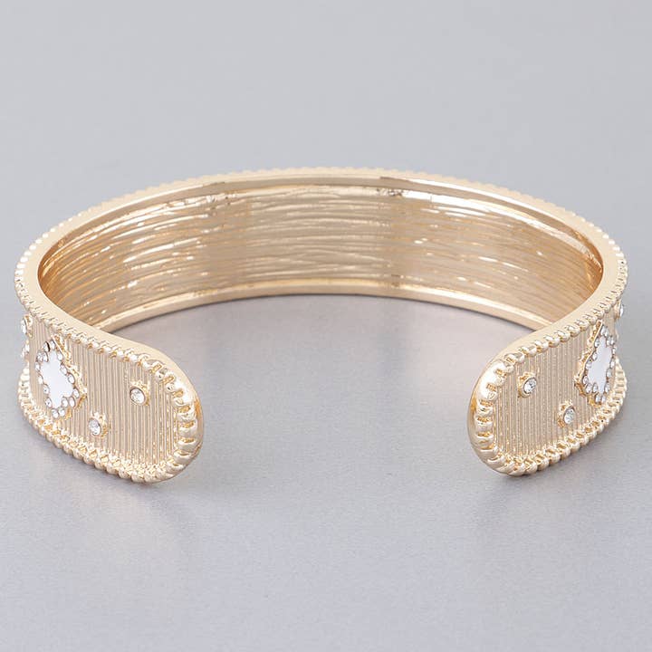 GD Bejeweled Clover Open Cuff Bracelet for wholesale on Faire