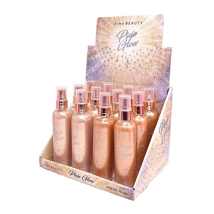 PINEAPPLE Beauty - Wholesale Body Glitter/Shimmer - Xime XB-S02 Pixie Glow Gold Body Simmer Spray - 12pc1