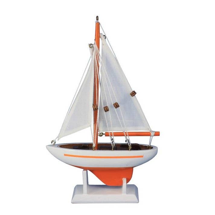 Orange Pacific Sailer Model Sailboat Decoration 9" for wholesale by Hampton Nautical