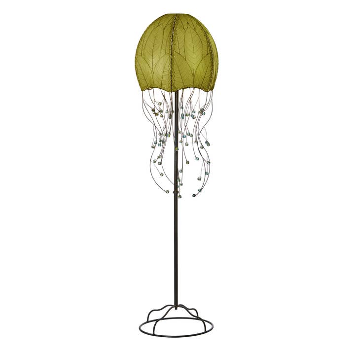 Eangee Home Design - Wholesale Floor Lamp - Jellyfish Large Lamp Green, Shade Made of Cocoa Leaves