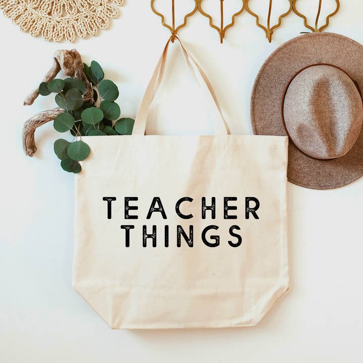 Teacher Things Tote Bag 2 SIZES for wholesale by Love You a Latte Shop