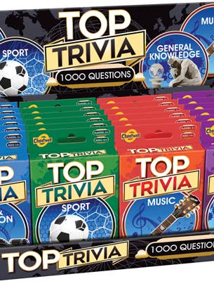 Top Trivia Assorted Display - 1000 questions for wholesale by Cheatwell Games
