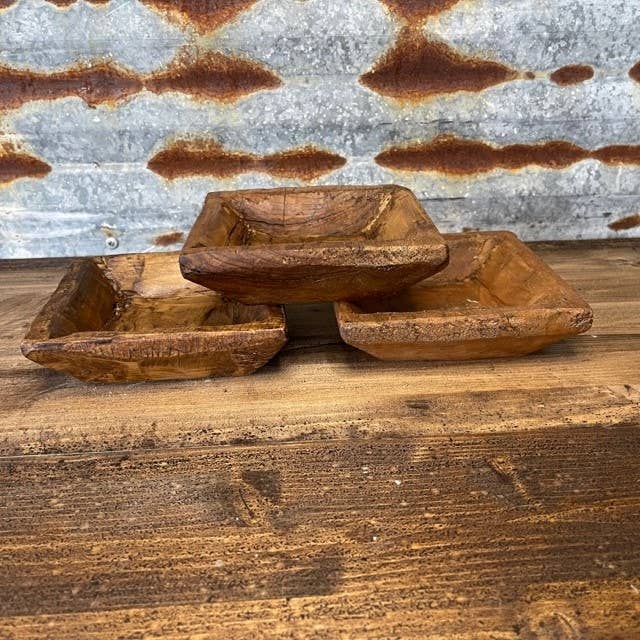 Natural Petite Wood Square Bowl for wholesale on Faire